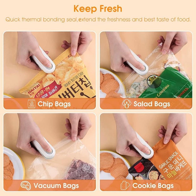 TECH LOGO ELECTRONICS TECH LOGO ELECTRONICS 1 PCS Bag sealer Sealing Machine Handheld Packet Sealer for Food Snacks Chips Fresh Storage Plastic Bags Sealing Machine 1 YEAR Warranty White  - Image 3