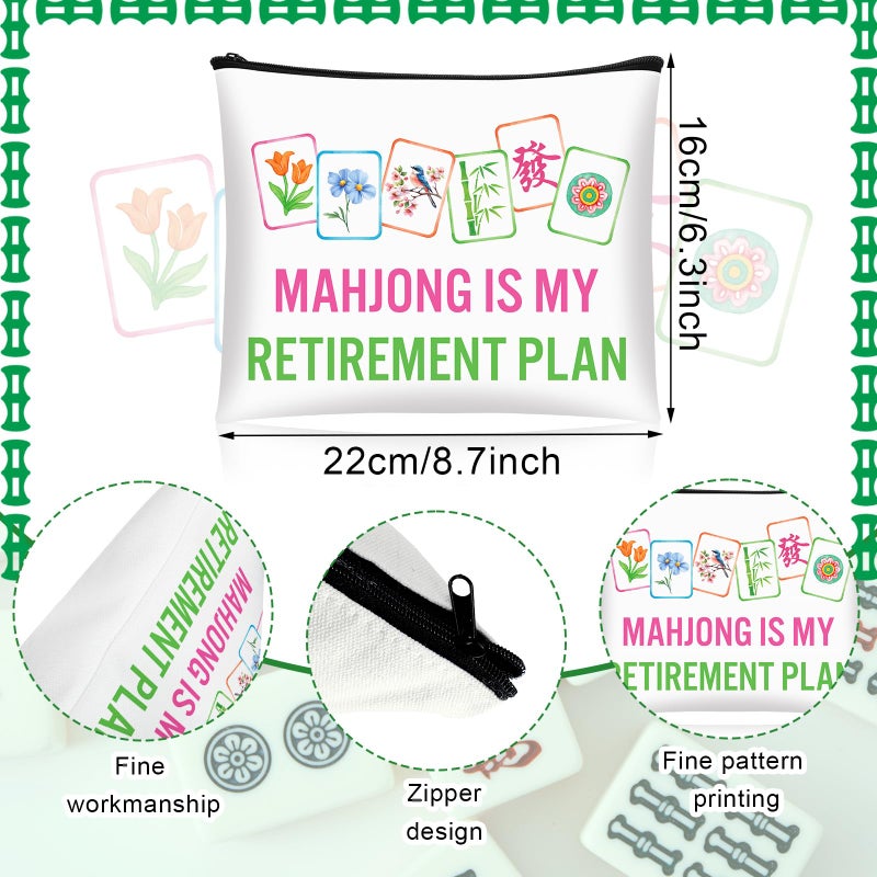 SilTriangle 9 Pcs Mahjong Cosmetic Bag Gifts for Women Mahjong Makeup Bag Mah Jong Zippered Pouch for Lover Player Mothers Birthday Party Lucky Mah Jong Gift Coquette Accessories (Styles 3) - Image 2