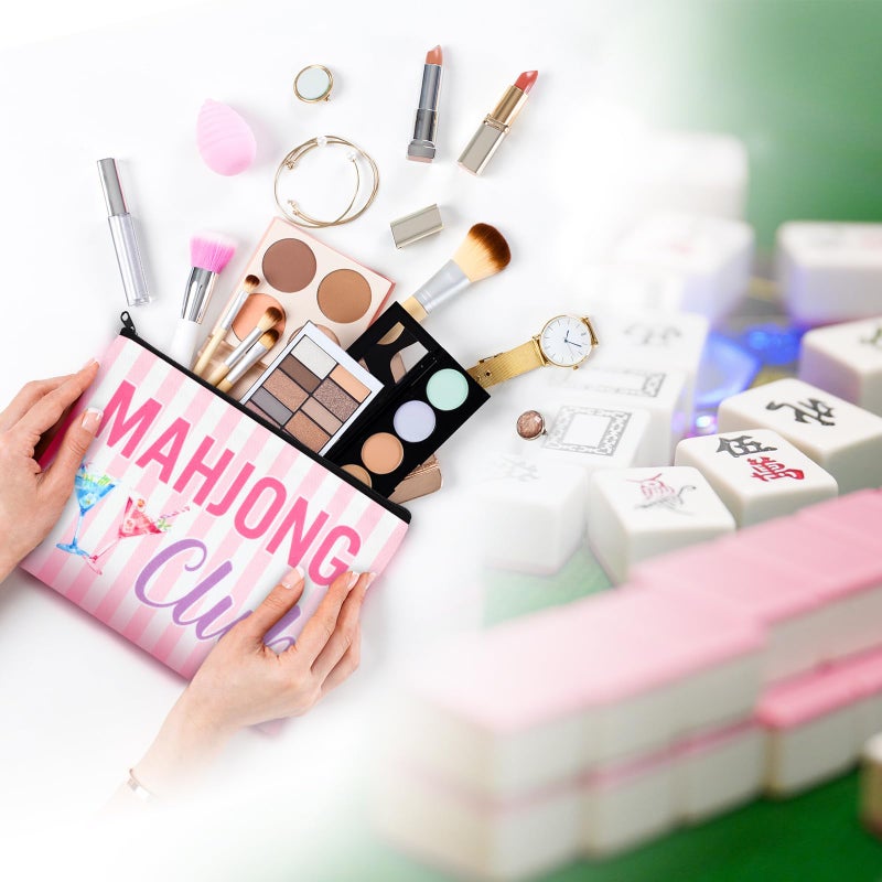 SilTriangle 9 Pcs Mahjong Cosmetic Bag Gifts for Women Mahjong Makeup Bag Mah Jong Zippered Pouch for Lover Player Mothers Birthday Party Lucky Mah Jong Gift Coquette Accessories (Styles 3) - Image 3