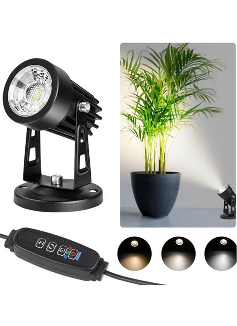 LED Spot Lights Indoor Uplighting - 3W USB Powered Floor Spot Lights Uplights Indoor Accent Light for Plants with 3 Color Lighting Modes & Auto On/Off Timer Function(3h,6h,9h), (Black)