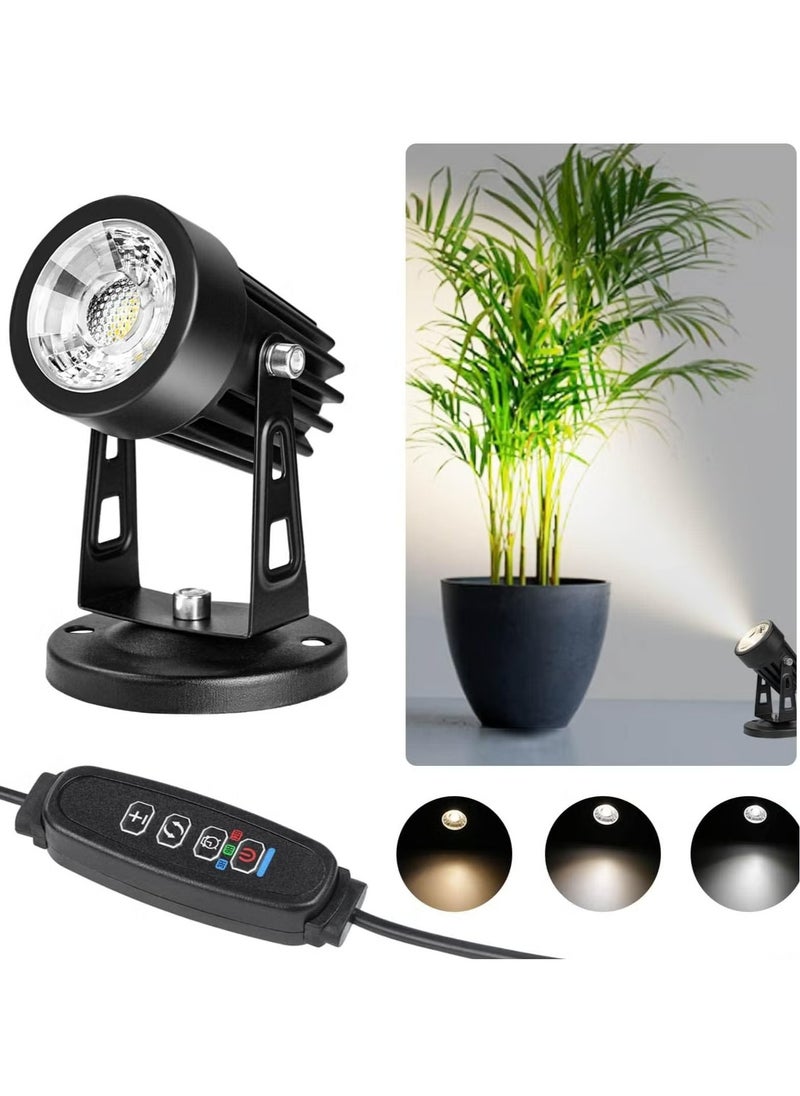 Ailily - LED Spot Lights Indoor Uplighting - 3W USB Powered Floor Spot Lights Uplights Indoor Accent Light for Plants with 3 Color Lighting Modes & Auto On/Off Timer Function(3h,6h,9h), (Black) - Image 1
