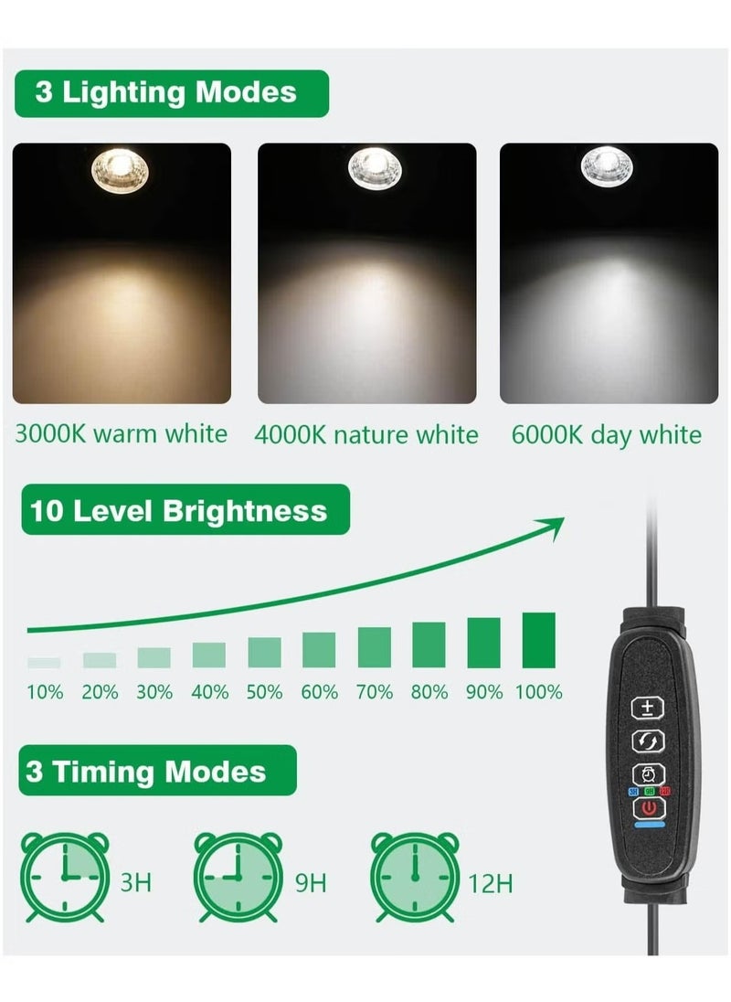 Ailily - LED Spot Lights Indoor Uplighting - 3W USB Powered Floor Spot Lights Uplights Indoor Accent Light for Plants with 3 Color Lighting Modes & Auto On/Off Timer Function(3h,6h,9h), (Black) - Image 1