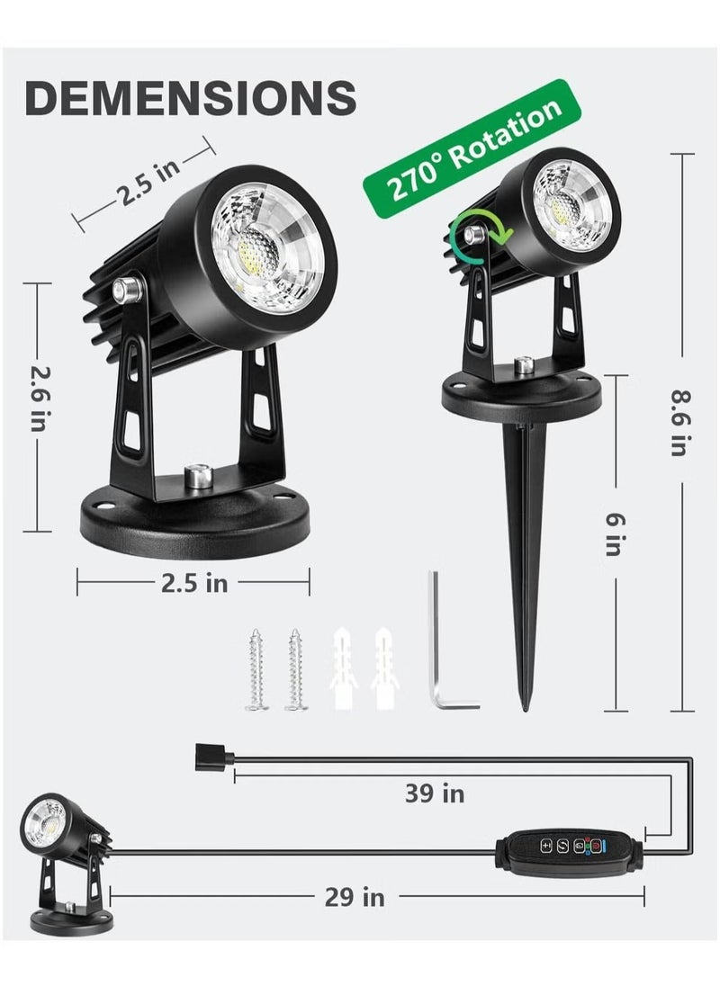 Ailily - LED Spot Lights Indoor Uplighting - 3W USB Powered Floor Spot Lights Uplights Indoor Accent Light for Plants with 3 Color Lighting Modes & Auto On/Off Timer Function(3h,6h,9h), (Black) - Image 1