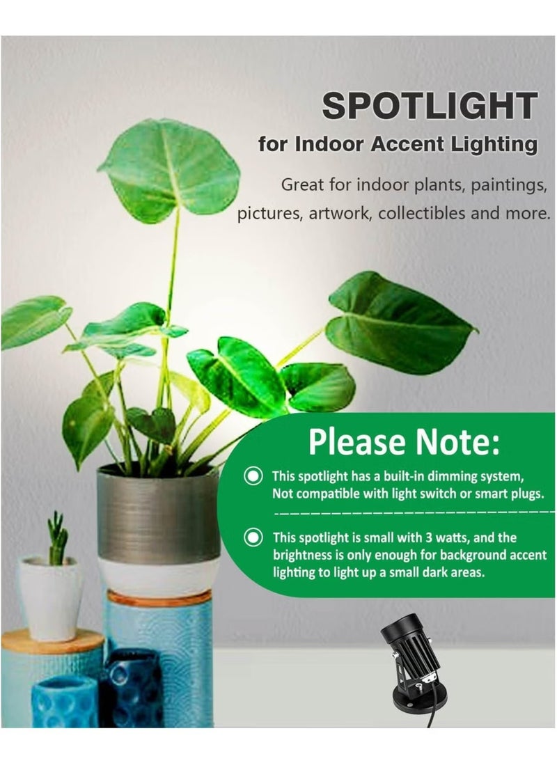 Ailily - LED Spot Lights Indoor Uplighting - 3W USB Powered Floor Spot Lights Uplights Indoor Accent Light for Plants with 3 Color Lighting Modes & Auto On/Off Timer Function(3h,6h,9h), (Black) - Image 1