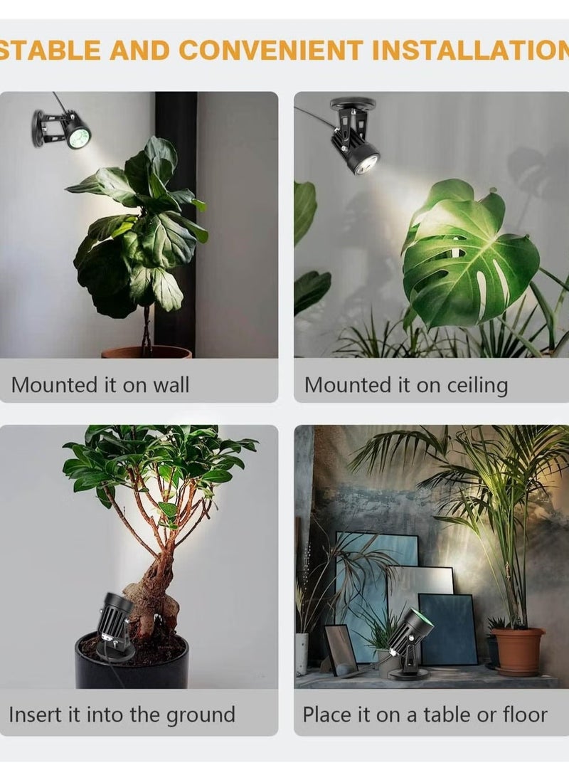 Ailily - LED Spot Lights Indoor Uplighting - 3W USB Powered Floor Spot Lights Uplights Indoor Accent Light for Plants with 3 Color Lighting Modes & Auto On/Off Timer Function(3h,6h,9h), (Black) - Image 1
