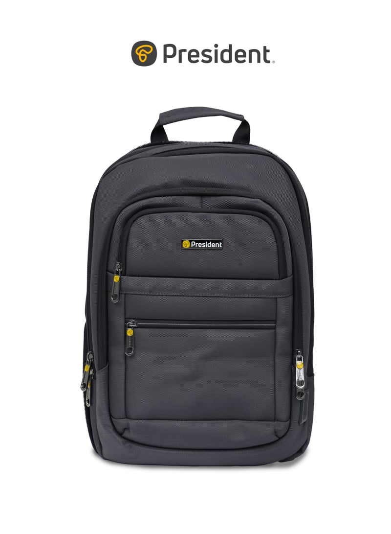 President Premium Laptop Backpack with USB & Type-C Charging Ports – Water Resistant, Durable Travel & Office Bag Model-6117 (Grey) - Image 1