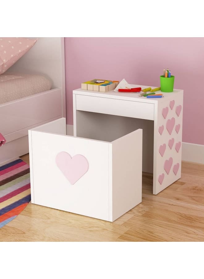 ريترو مكتب بكرسي 50 سم – أبيض×زهري - Image 1