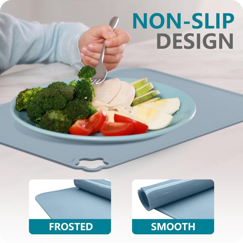 Cutebe Silicone Placemat for Toddles Kids Non-Slip Reusable Portable Kids Placemats for Dinning Table Heat Resistant Placemats, Baby Placemat Stain Resistant Silicone Mat for Dining Table 3 Pack - Image 5