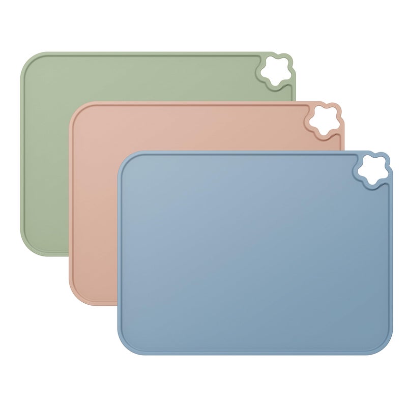 Cutebe Silicone Placemat for Toddles Kids Non-Slip Reusable Portable Kids Placemats for Dinning Table Heat Resistant Placemats, Baby Placemat Stain Resistant Silicone Mat for Dining Table 3 Pack - Image 1