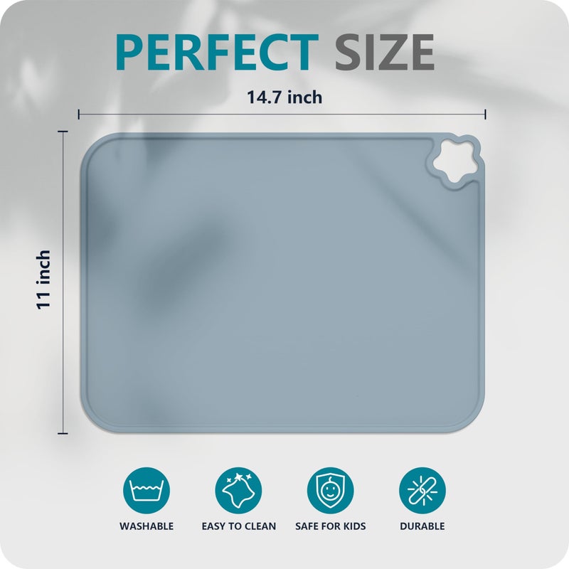 Cutebe Silicone Placemat for Toddles Kids Non-Slip Reusable Portable Kids Placemats for Dinning Table Heat Resistant Placemats, Baby Placemat Stain Resistant Silicone Mat for Dining Table 3 Pack - Image 2