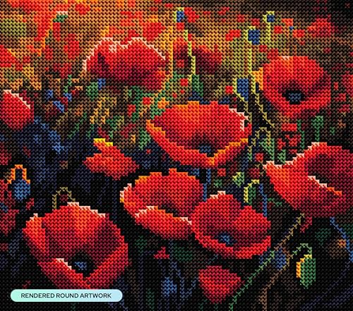 DIAMOND ART CLUB Poppy Field Diamond Painting Kit Fun DIY Crafts for Adults Round Diamond Art Canvas 10 x 9 259 cm x 228 cm - Image 3