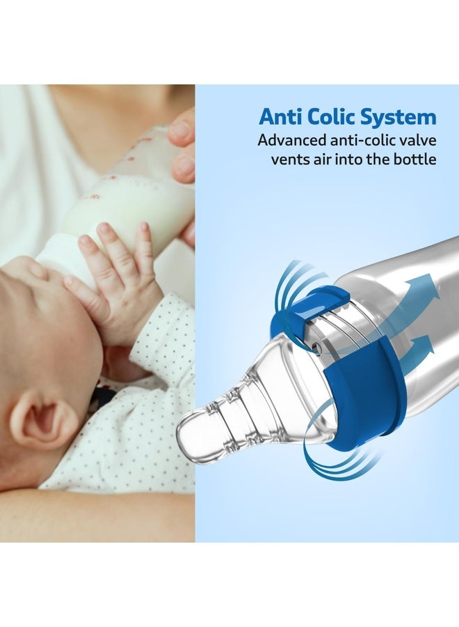 Luvlap Anti-Colic Slim/Regular Neck Essential Baby Plastic Feeding Bottle, 250Ml (Pack of 2), New Born/Infants/Toddler Upto 3 Years, Jungle Tales & Wild Flowers, BPA Free,Blue - Image 4