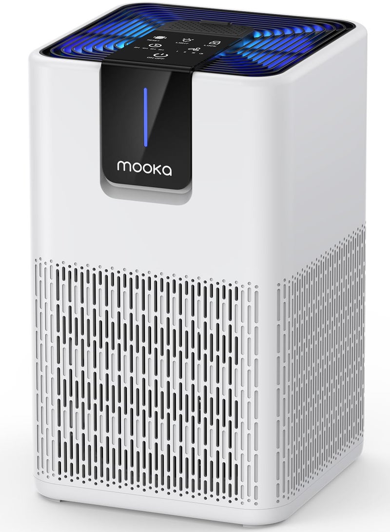 Mooka Air Purifiers for Home Large Room 1250 FtÂ²,MOOKA H13 HEPA Air Purifier for Pets Dust Odor Smoke,Aromatherapy Function,Air Cleaner with 15dB Quiet Sleep Mode for Bedroom Office Living Room,M05,White - Image 1