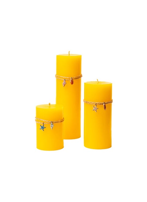 3 candelZesty Lemon Pillars diffrent size (yellow)