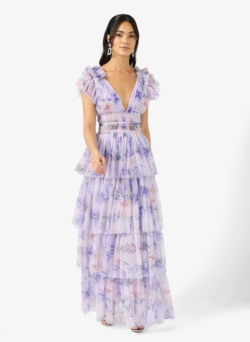 ليس اند بيدز Naomi Plunge Neck Ruffle Maxi