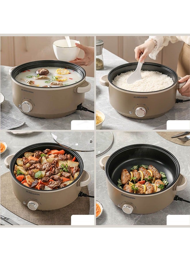 Electric Hot Pot 3 L and 4.6L Non-Stick Electric Cooker, 3 Levels Fires Adjustable Electric Skillet, Frying Pan, Shabu Shabu, Electric Pot for Noodles, Egg, Sterak, Sauté, Dorm Office Family - Image 2
