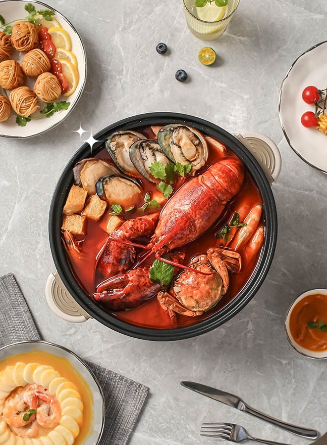 Electric Hot Pot 3 L and 4.6L Non-Stick Electric Cooker, 3 Levels Fires Adjustable Electric Skillet, Frying Pan, Shabu Shabu, Electric Pot for Noodles, Egg, Sterak, Sauté, Dorm Office Family - Image 3