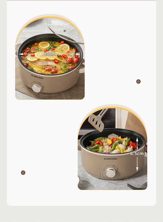 Electric Hot Pot 3 L and 4.6L Non-Stick Electric Cooker, 3 Levels Fires Adjustable Electric Skillet, Frying Pan, Shabu Shabu, Electric Pot for Noodles, Egg, Sterak, Sauté, Dorm Office Family - Image 4