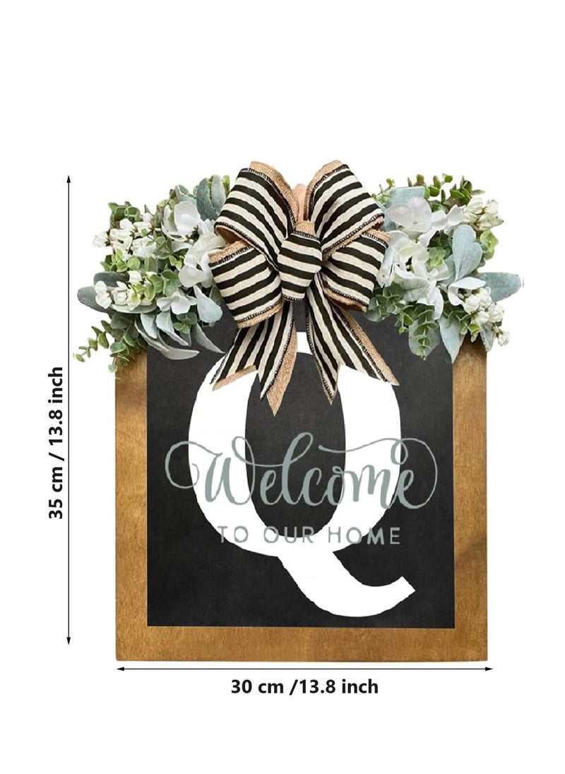 Y&D - Welcome Sign Creative Bowknot Letter Wreath In Front Of The Door Outdoor Decoration Props For The Courtyard 35x40CM - Image 1