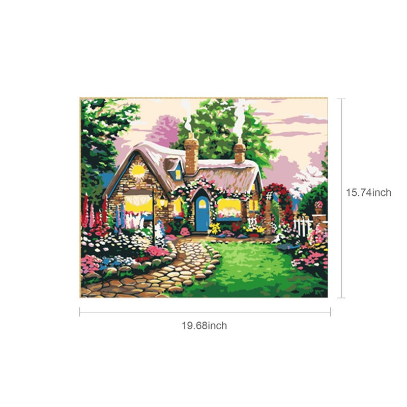 16 x 20 Inch DIY Oil Painting on Canvas Paint by Number Kit Fairy Tale House Pattern for Adults Kids Beginner Craft Home Wall Decor Gift Frameless - Image 3