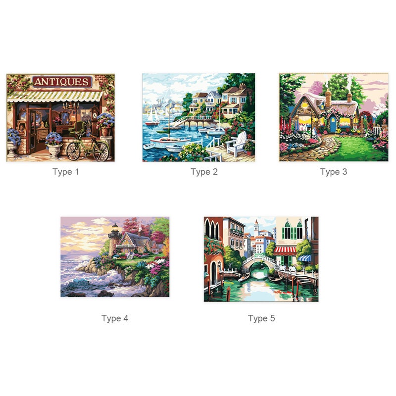 16 x 20 Inch DIY Oil Painting on Canvas Paint by Number Kit Fairy Tale House Pattern for Adults Kids Beginner Craft Home Wall Decor Gift Frameless - Image 5
