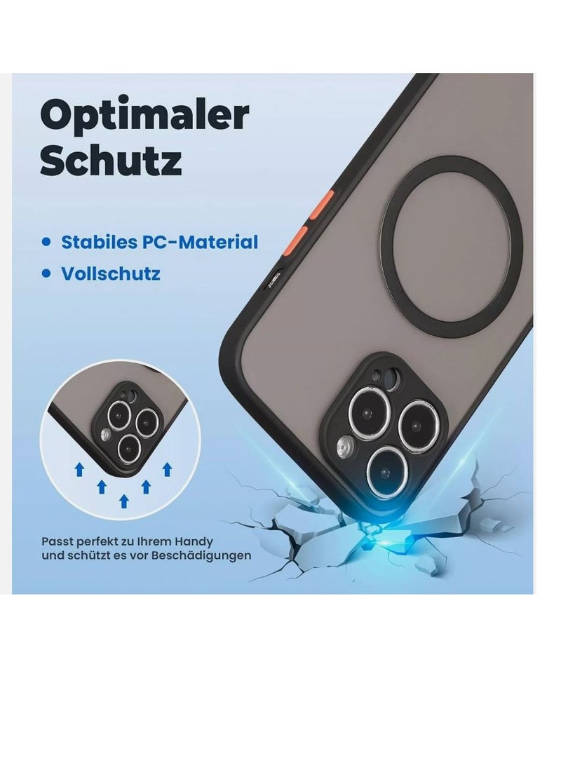 جراب مغناطيسي لموبايل ايفون 13 برو ، متوافق مع الشحن اللاسلكي [ملمس حريري] [ظهر من البولي كربونات غير اللامع] جراب موبايل رفيع مضاد للصدمات من البولي يوريثين الحراري - أسود - Image 4