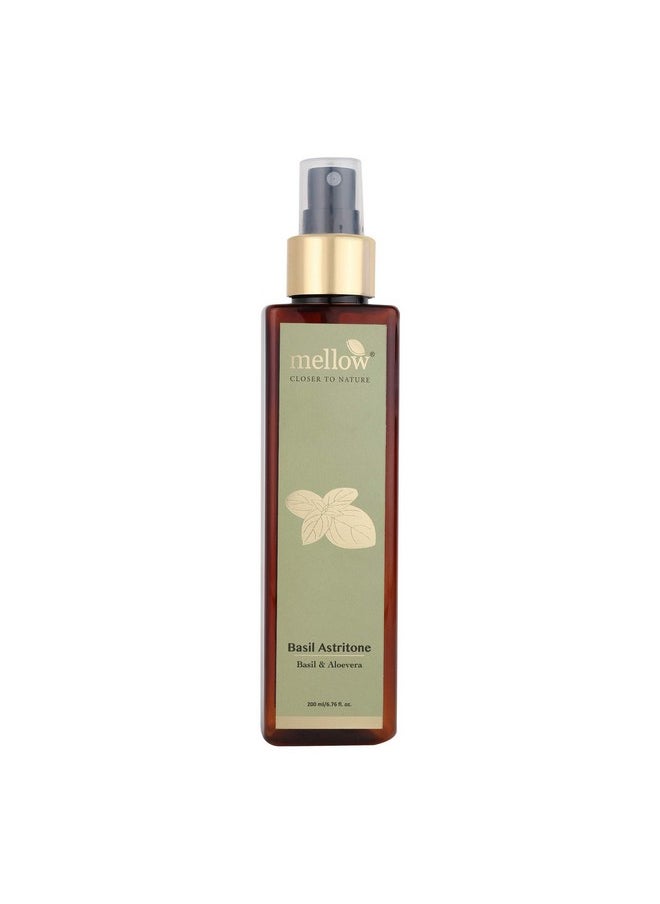 MELLOW Herbals Basil Astritone (200Ml) Eucalyptus Basil Aloe Vera & Rose Petals Natural Face Toner For Oily & Acne Prone Skin Tightens Skin Ayush Certified Gmo & Paraben Free  - Image 1