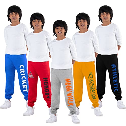 KYDA KIDS® Boys 100% Pure Cotton Loose Fit Track Pants | Elastic Waist Soft Breathable Summer Wear | Comfortable Casual Kids Trousers (Pack of 5) - Image 1
