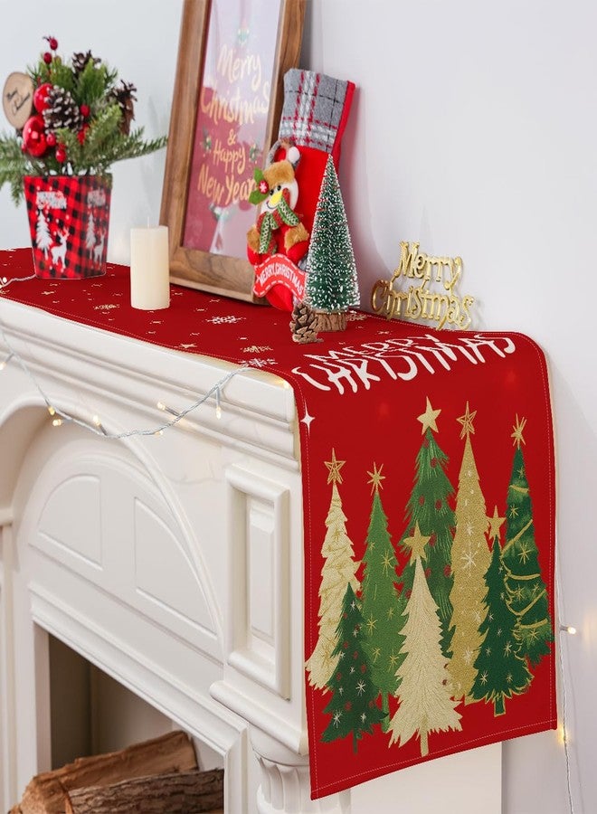 Siilues Christmas Table Runner, Trees Snowflakes Merry Christmas Runner for Table Seasonal Winter New Year Holiday Home Party Decor Dining Table Decorations 13x72 Inch - Image 3