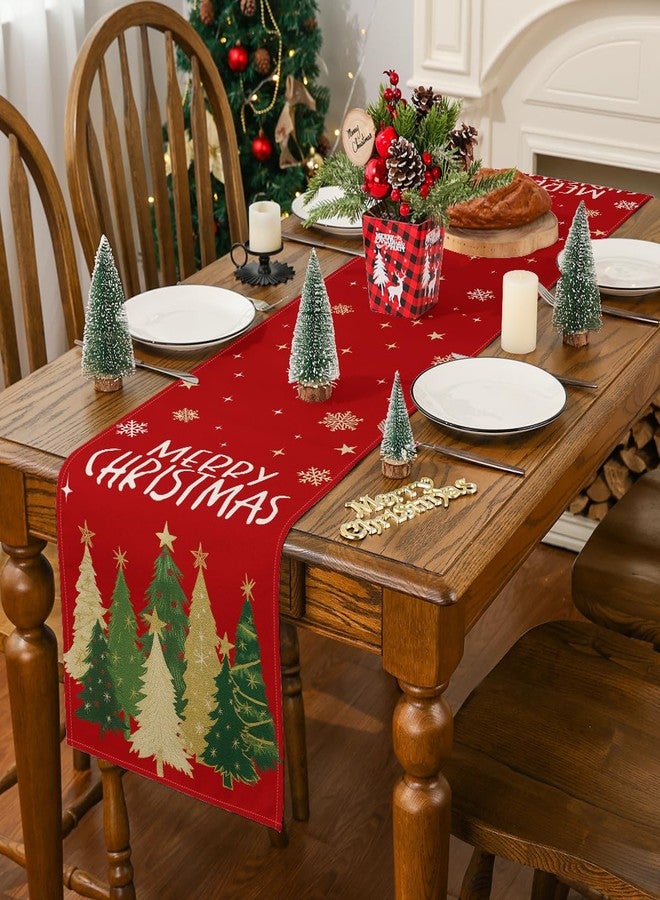 Siilues Christmas Table Runner, Trees Snowflakes Merry Christmas Runner for Table Seasonal Winter New Year Holiday Home Party Decor Dining Table Decorations 13x72 Inch - Image 4