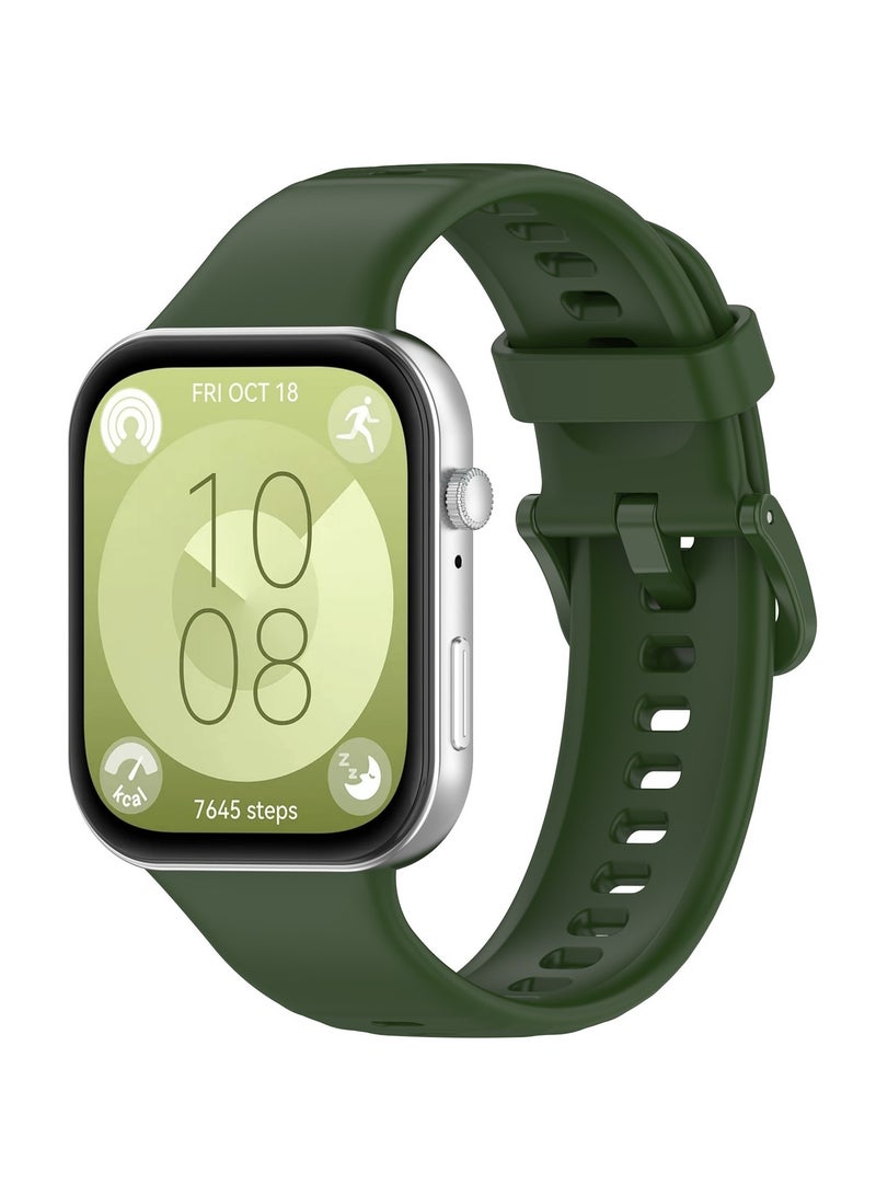 Straps Compatible with Huawei Fit 4 Pro/Fit 4/Fit 3 Silicone Band for Men and Women,Green - Image 1