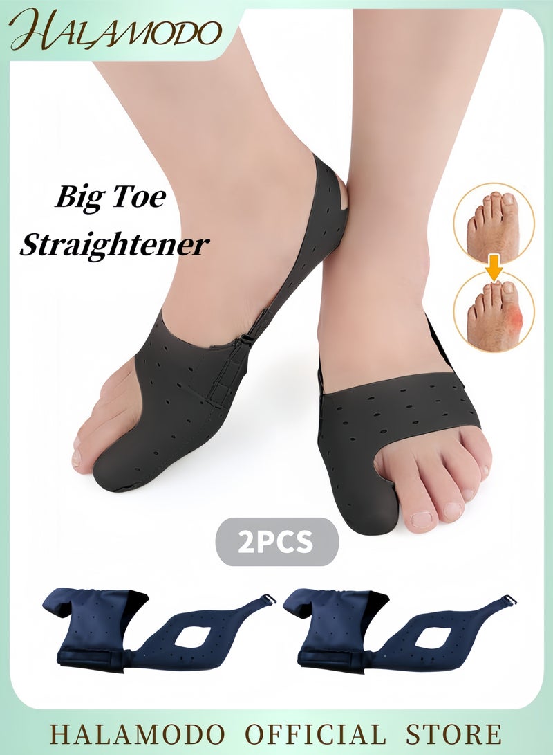 HALAMODO 2PCS Bunion Corrector Big Toe Straightener Big Toe Splint Foot Thumb Fixation Belt Bunion Splints Adjustable Big Toe Protector for Day & Night Support  - Image 1