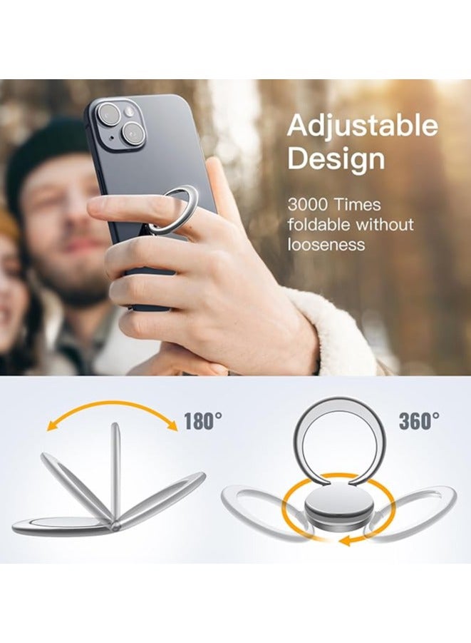 Phone Ring Holder, 360 Degree Rotation Metal Finger Grip Adjustable Cellphone Stand for Magnetic Car Mount, Compatible with iPhone, Galaxy, Pixel and More Smartphone (Silver) - Image 3