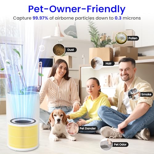 Future Way Core 300 Replacement Filter for LEVOIT Core 300 & 300S Air Purifier, 3-Stage H13 True HEPA Filter for Common Airborne Substance Removal, Replace Core 300-RF, Yellow, 2-Pack - Image 3