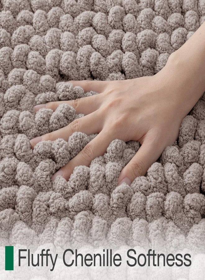 LUMI Luxury Bathroom Rug, Ultra Soft Quick Dry Bath Mat, Non-Slip Absorbent Thick Chenille Bath Rug, Cozy Braid Design Floor Mat for Bathtub, Sink, Laundry, Bedroom, Beige, 17"x30" - Image 3