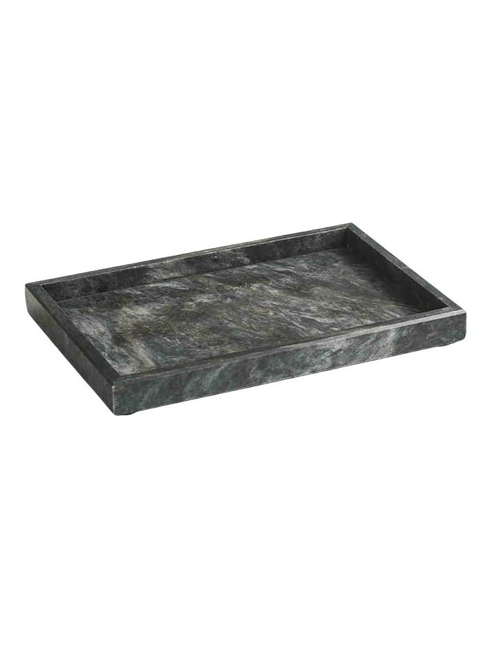 JiFENG Natural Marble Vanity Tray, Dresser Organizer Tray, Bathroom Tray, Home Decor,Multipurpose Tray (Black) - 30 x 20 CM  - Image 1