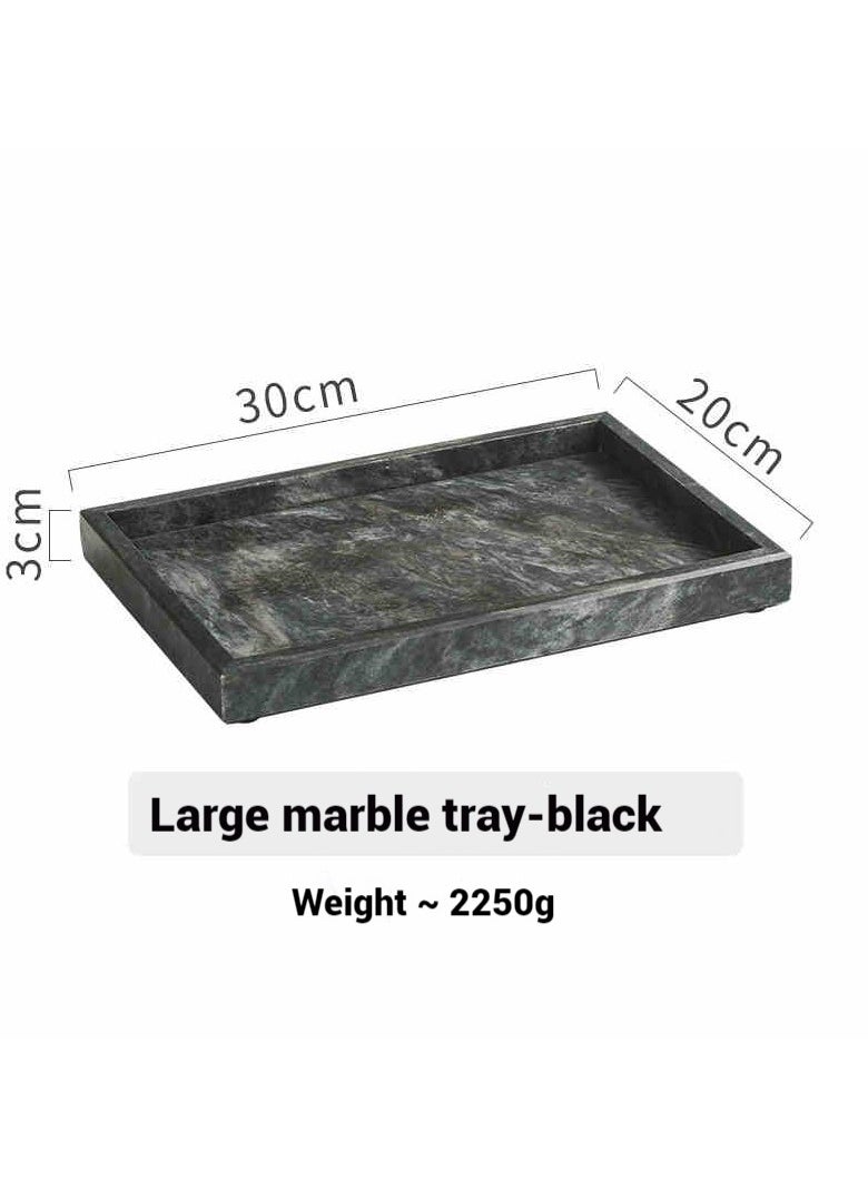 JiFENG Natural Marble Vanity Tray, Dresser Organizer Tray, Bathroom Tray, Home Decor,Multipurpose Tray (Black) - 30 x 20 CM  - Image 2