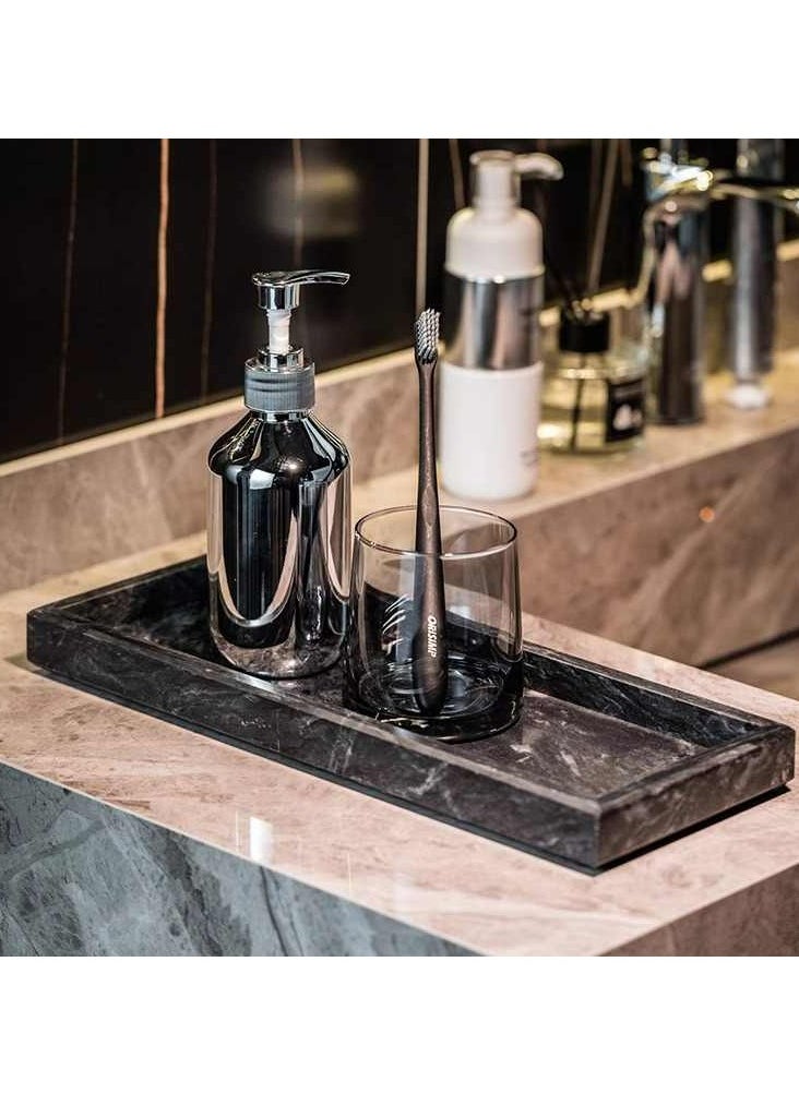 JiFENG Natural Marble Vanity Tray, Dresser Organizer Tray, Bathroom Tray, Home Decor,Multipurpose Tray (Black) - 30 x 20 CM  - Image 3