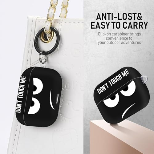 Youtec Compatible with Airpods Pro 3 Case(2025),Don't Touch Me for Airpods Pro 3rd Generation Cases Cover with Lanyard Soft Silicone Cute Shockproof Cover for Women Men,Black - Image 2