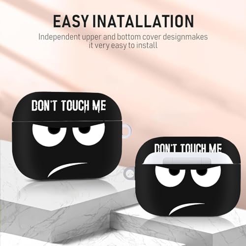 Youtec Compatible with Airpods Pro 3 Case(2025),Don't Touch Me for Airpods Pro 3rd Generation Cases Cover with Lanyard Soft Silicone Cute Shockproof Cover for Women Men,Black - Image 3