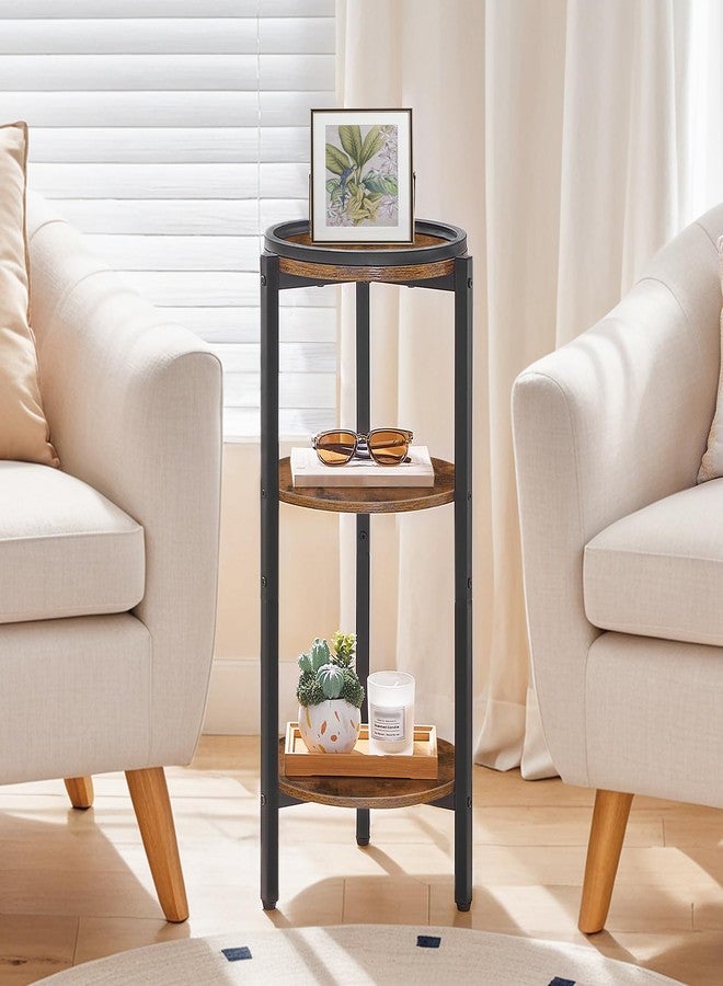 HOOBRO Small Round Side Table, 3-Tier Tall Coffee Drink Table for Sofa Couch, 28.7" H Slim Nightstand, Circle Accent End Table for Living Room, Corner, Bedroom, Rustic Brown BF182BZ01 - Image 5