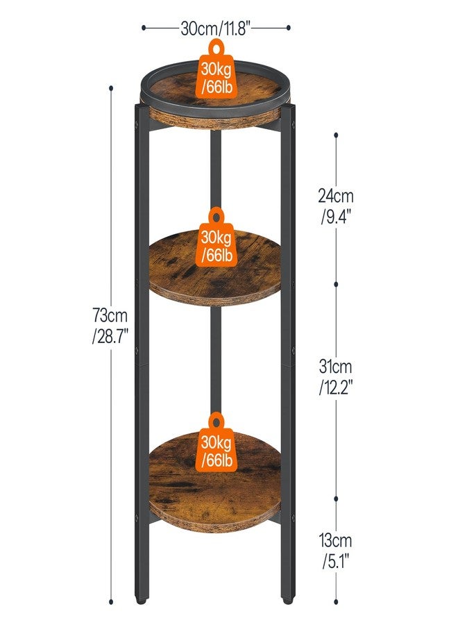 HOOBRO Small Round Side Table, 3-Tier Tall Coffee Drink Table for Sofa Couch, 28.7" H Slim Nightstand, Circle Accent End Table for Living Room, Corner, Bedroom, Rustic Brown BF182BZ01 - Image 3