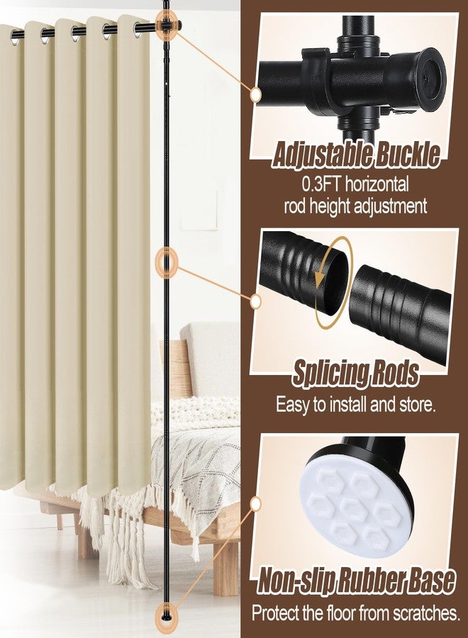 Beeplove Room Divider Curtain and Rod Set - 6 x 10.2FT Adjustable Wall Divider Rod & Soft Privacy Curtains, Portable Easy to Install Room Separations for Room Blackout - Image 4
