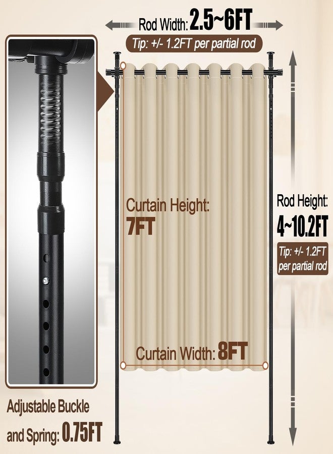Beeplove Room Divider Curtain and Rod Set - 6 x 10.2FT Adjustable Wall Divider Rod & Soft Privacy Curtains, Portable Easy to Install Room Separations for Room Blackout - Image 2