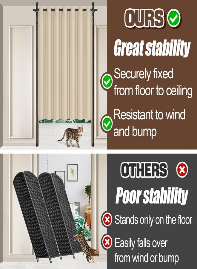 Beeplove Room Divider Curtain and Rod Set - 6 x 10.2FT Adjustable Wall Divider Rod & Soft Privacy Curtains, Portable Easy to Install Room Separations for Room Blackout - Image 3
