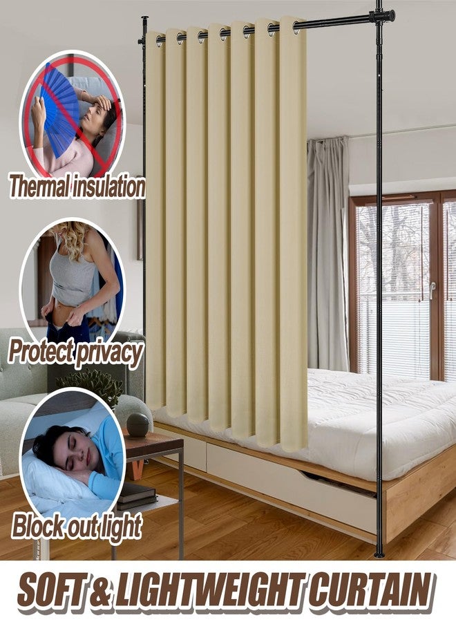 Beeplove Room Divider Curtain and Rod Set - 6 x 10.2FT Adjustable Wall Divider Rod & Soft Privacy Curtains, Portable Easy to Install Room Separations for Room Blackout - Image 5