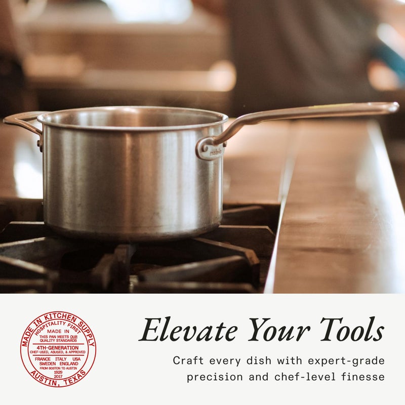 Madein Made In Cookware - 2 Quart Stainless Steel Saucepan with Lid - 5 Ply Stainless Clad Sauce Pan - Professional Cookware - Crafted in Italy - Induction Compatible - Image 4