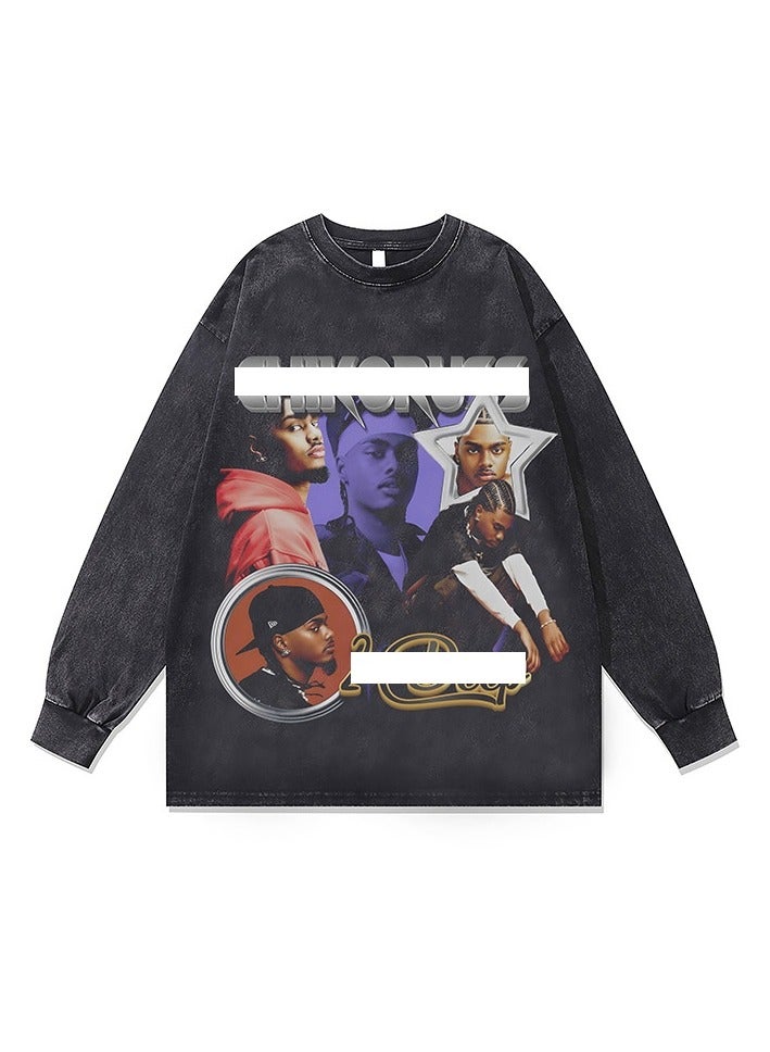 KUYING Washed Old Retro Loose Sportswear