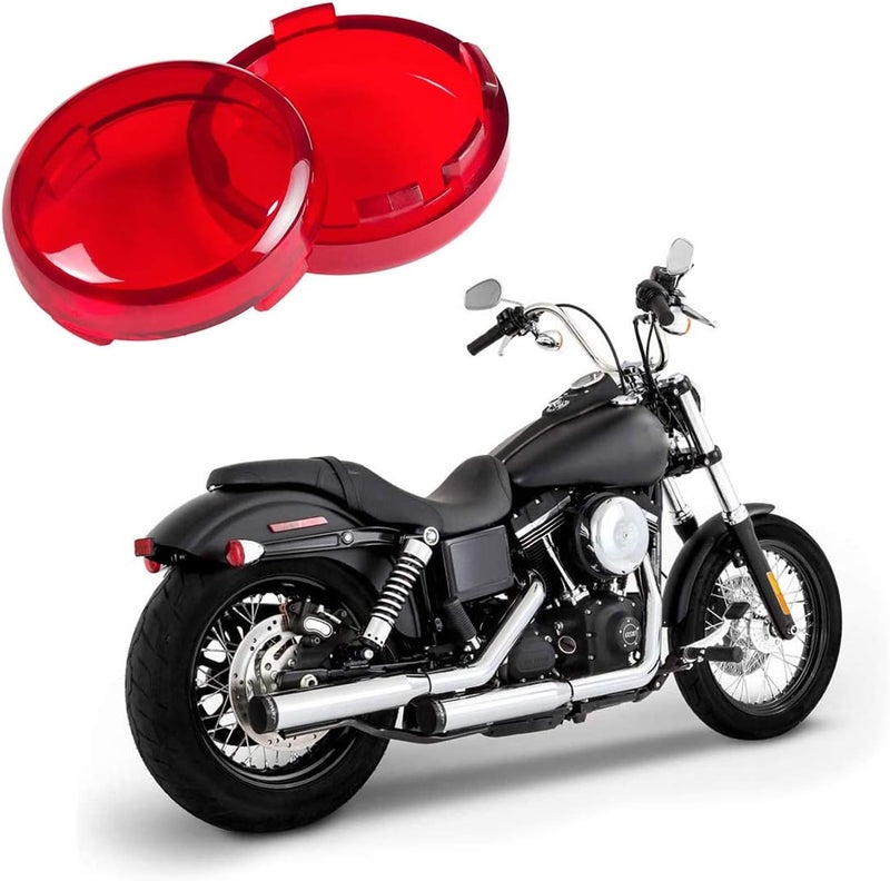 MOTLTECH Turn Signal Lights Lens Cover Compatible with Harley Dyna Fatboy Softail Road Glide, Red 2pcs - Image 2