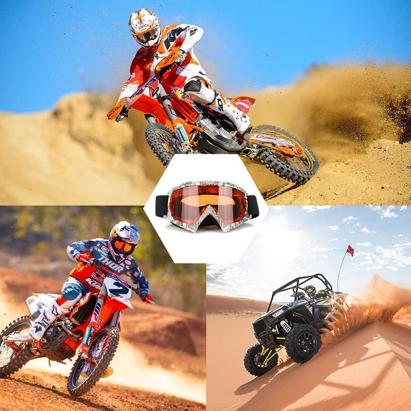 JAMIEWIN Motocross Goggles with Camo Frame and Orange Lens - Image 2